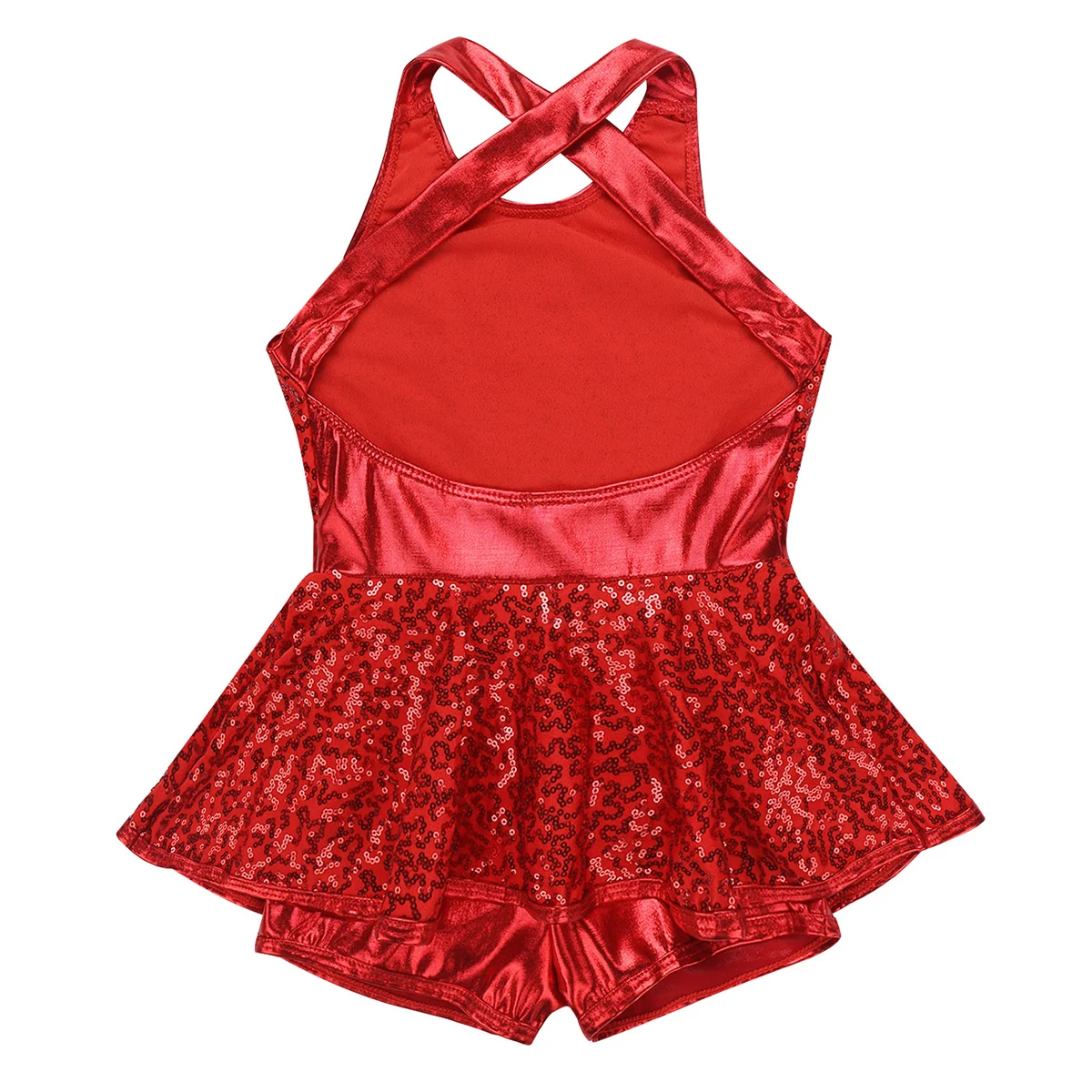 Bambini senza maniche con paillettes Dancewear Ginnastica Body Ragazze Balletto Pattinaggio di figura Vestito Moderno Rave Jazz Costume di danza