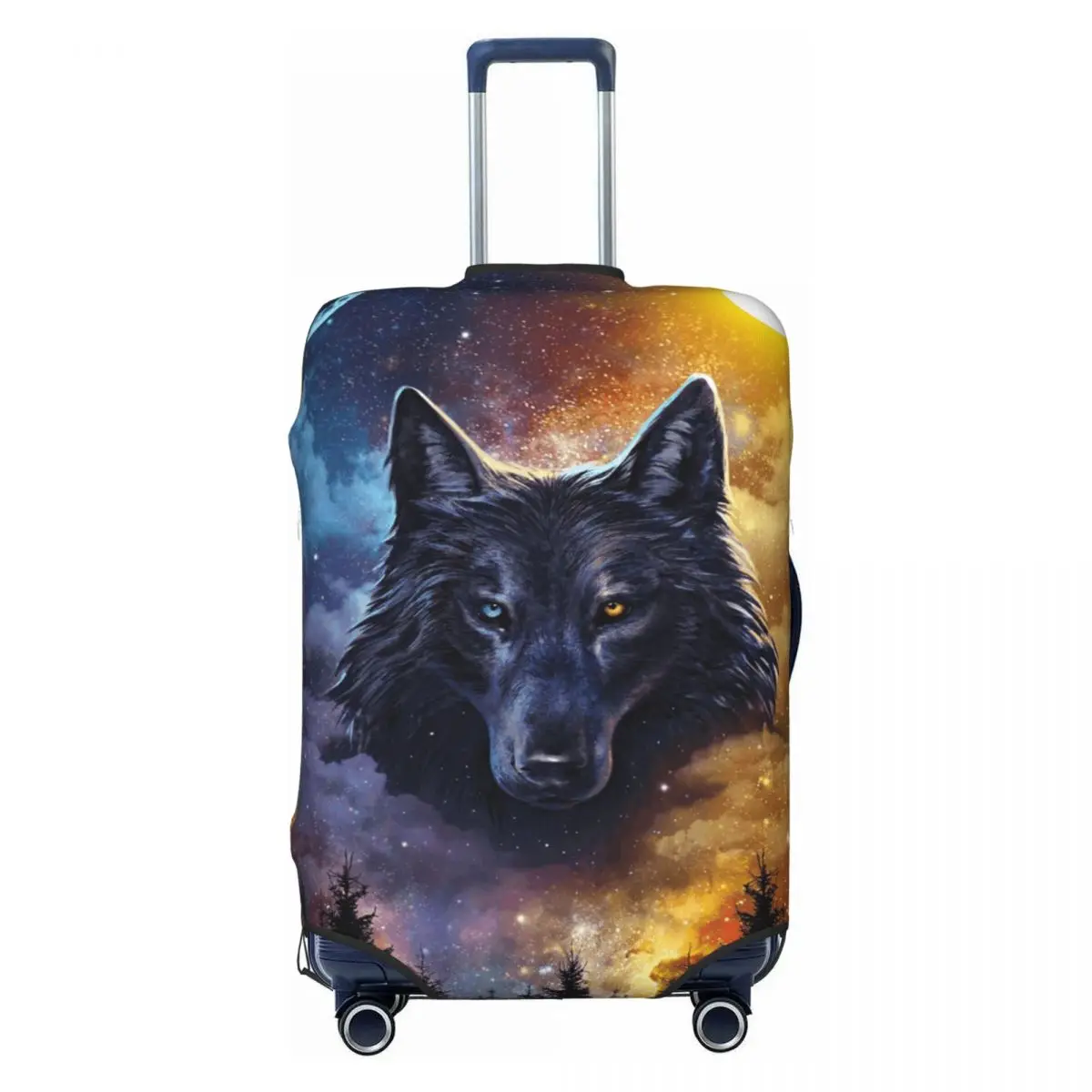 

Custom Animal Wolf Moon Luggage Cover Protector Cute Travel Suitcase Covers for 18-32 Inch
