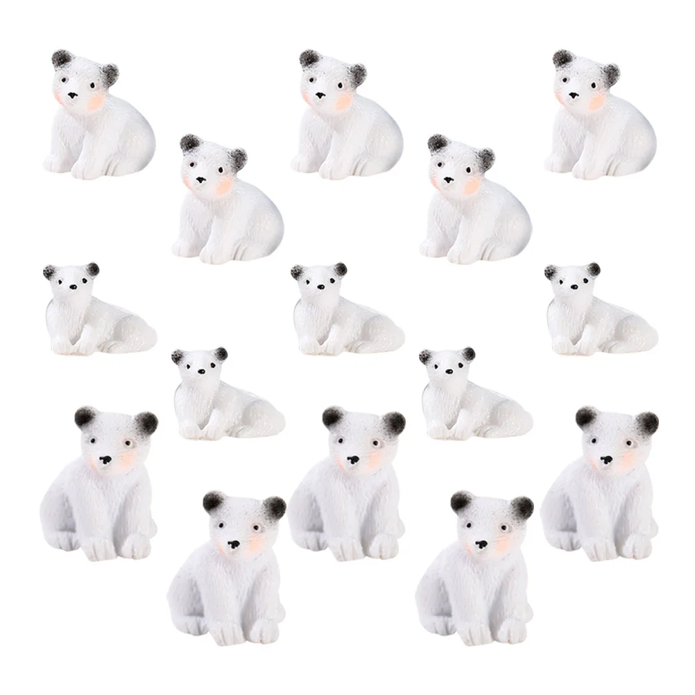 

15Pcs Lovely White Bear Adornment Garden Decor Miniature Ornaments Animal Decor halloween miniatures White Bear figurines