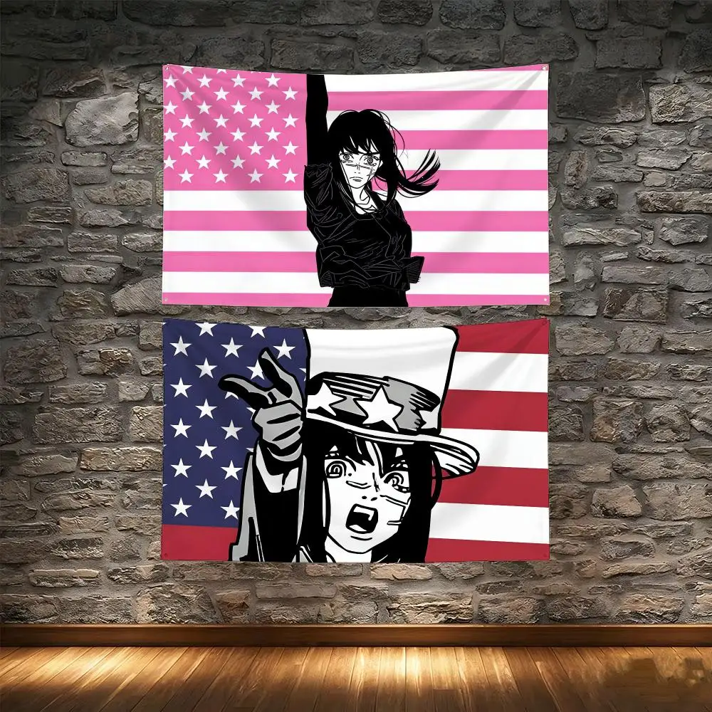 War Devil Pink American Flag Flags Tapestry Creative Pattern Photo Living Room Wall Art Party Outdoor Decor