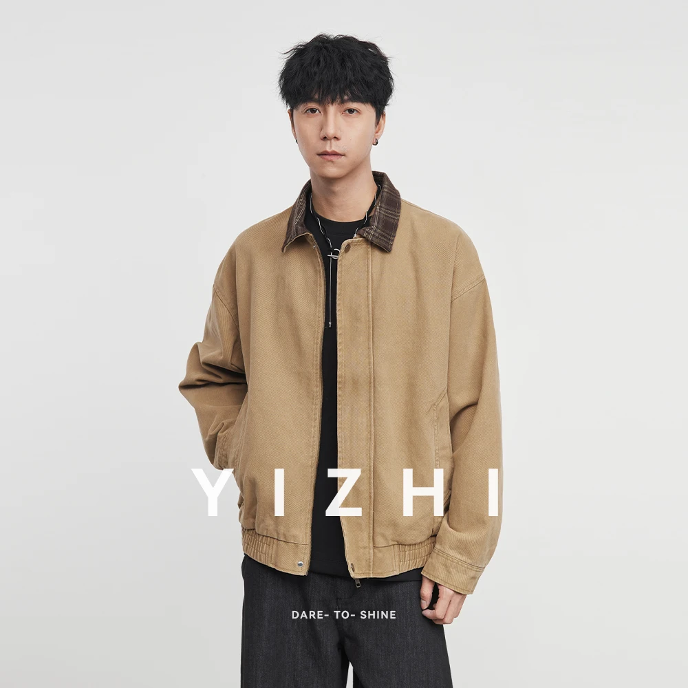 

Осень-зима 2024, новая мужская куртка с лацканами контрастного цвета в стиле ретро, модная мужская повседневная свободная рабочая одежда, стильное пальто, куртка