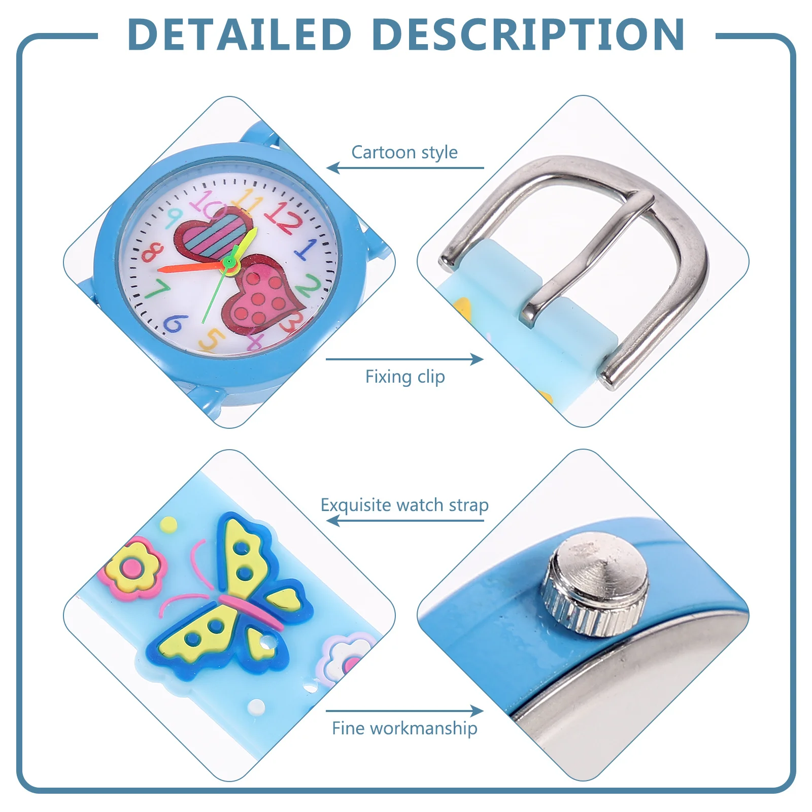 

Children Cartoon Butterfly Watch Colorful Adjustable Kids 3D Wristwatch Teaching Student Gift Kids 3D Watch