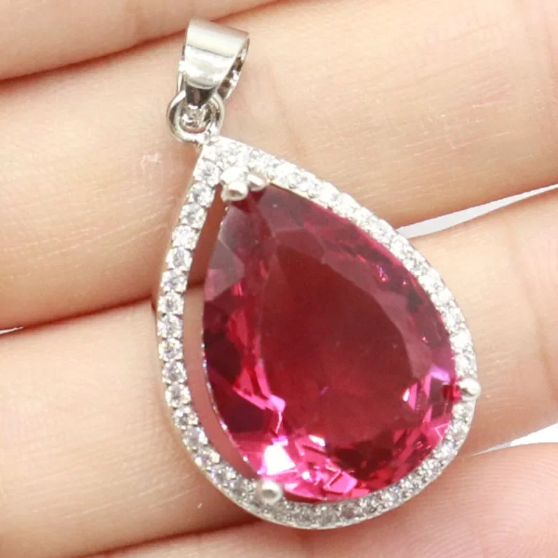 8.3g Real Customized 925 Solid Sterling SilverPendant Big Gemstone Real Green Emerald Red Ruby Blue Sapphire Tourmaline