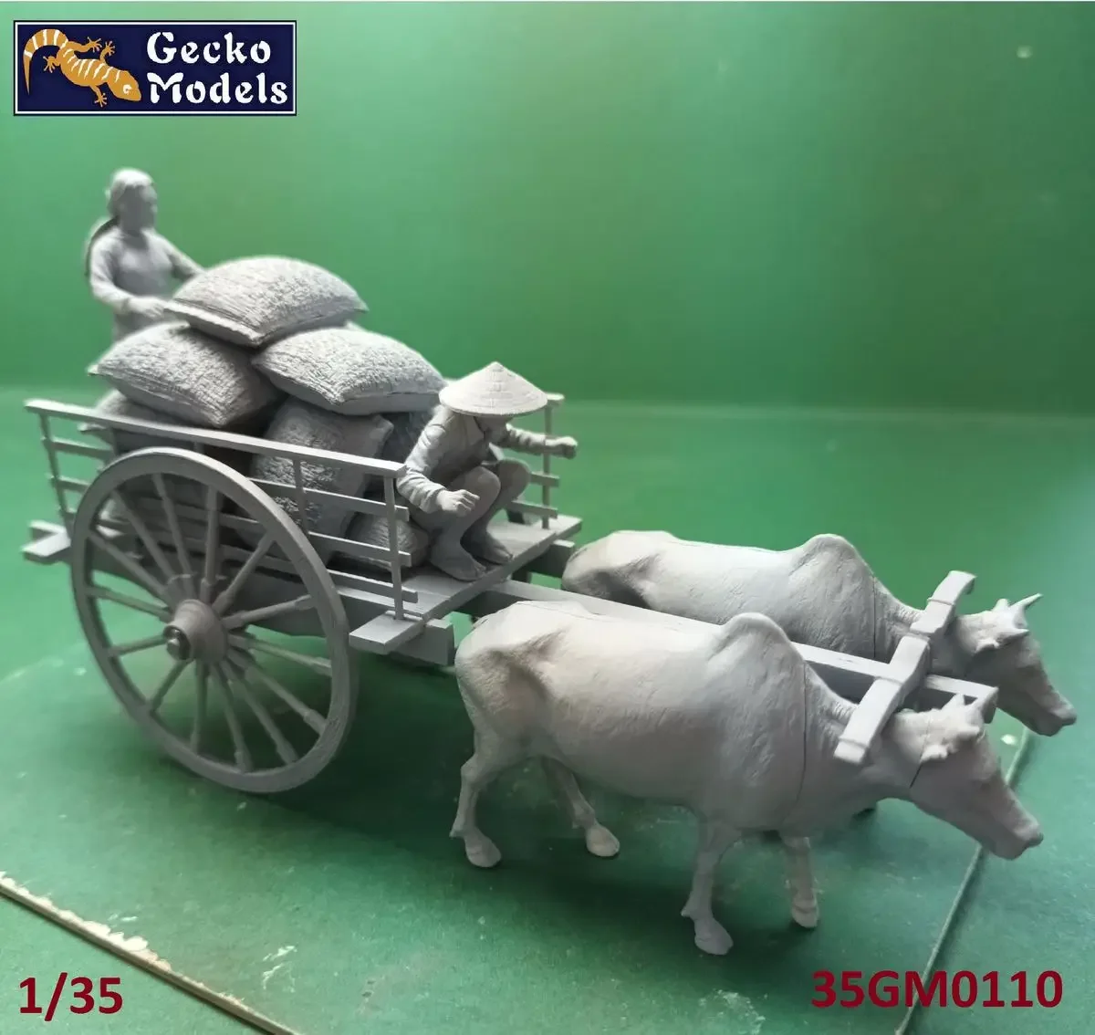 Gecko Modelos 35GM0110 1/35 60's - 70's Vietnamita Agricultor Gado Carrinho Set, Kit Modelo Escala