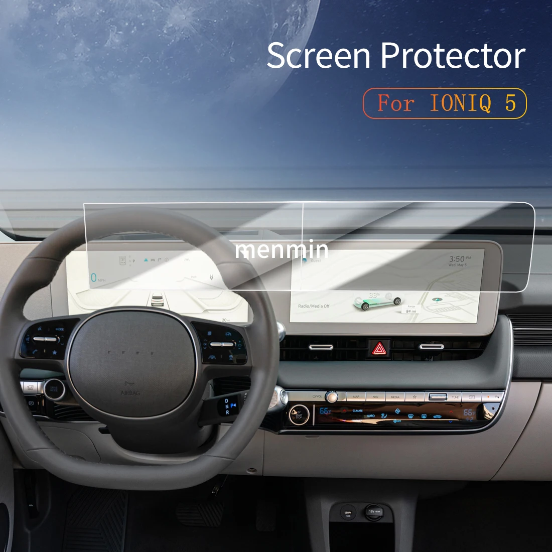 

Car Stickers Dash Carplay Mirror Screen Protector Display Tempered Glass Protective Film Vehicle For25 HYUNDAI IONIQ 5