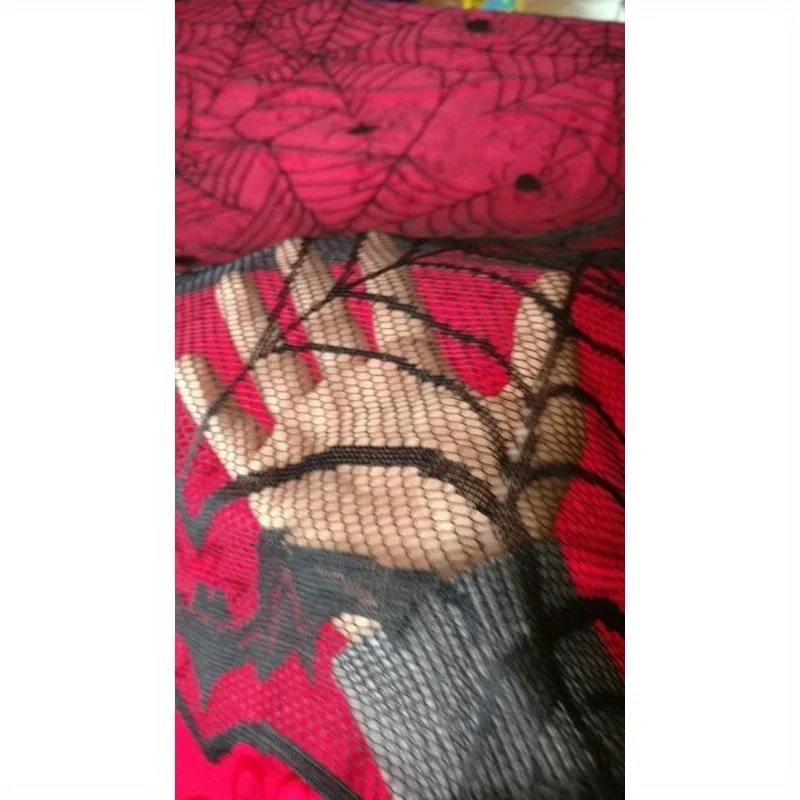 120x240cm Halloween Black Lace Tablecloth Spider Web Skull Pattern Table Runner Dinner Table Cover Haunted House Party Decor