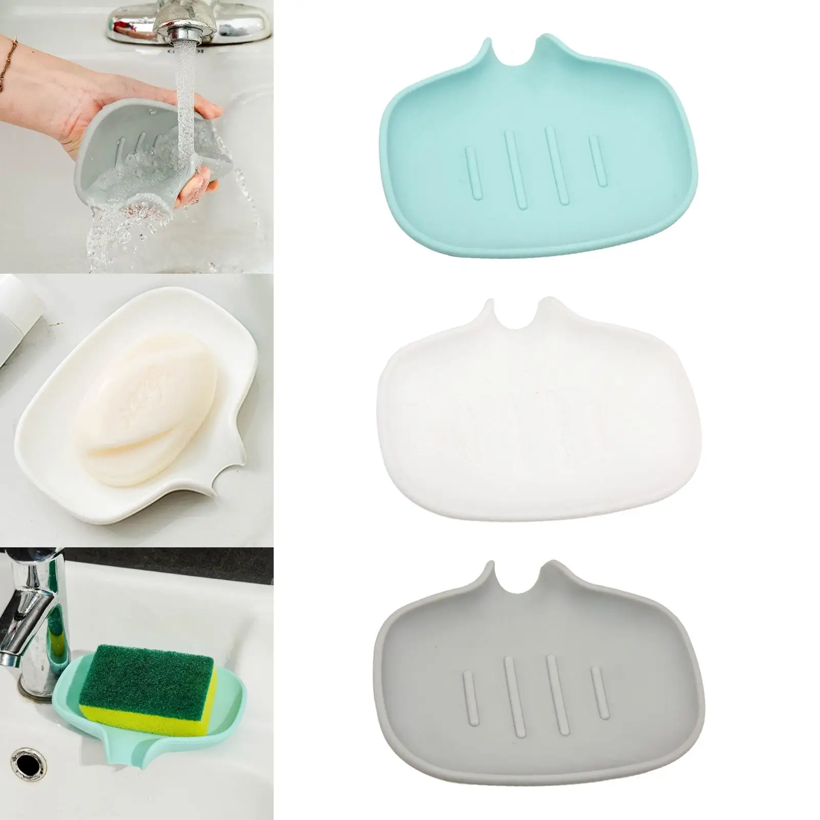 Self Draining สบู่กล่อง Organizer ยืนผู้ถือสบู่สําหรับอ่างล้างจาน Gadgets