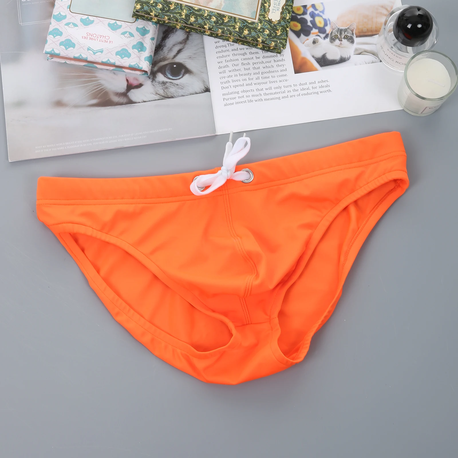 Bikini-Slip mit Kordelzug für Herren, niedrige Taille, sexy Unterwäsche, U-konvexe Unterhose, einfarbig – Detail 13