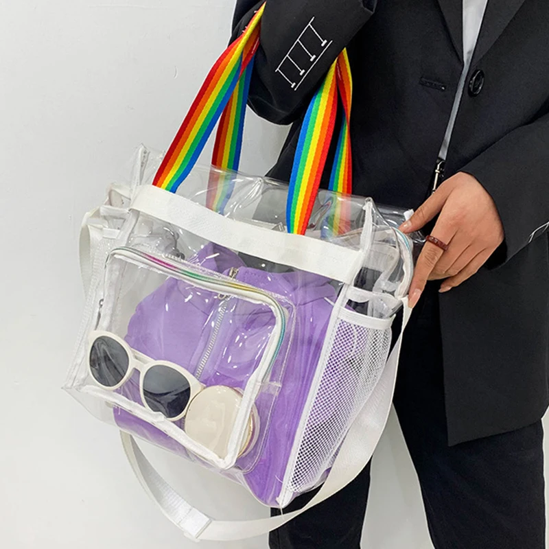 1pc-transparent-pvc-tote-handbag-multi-pocket-crossbody-shoulder-purse-for-beach-travel-sports-women-daily-use