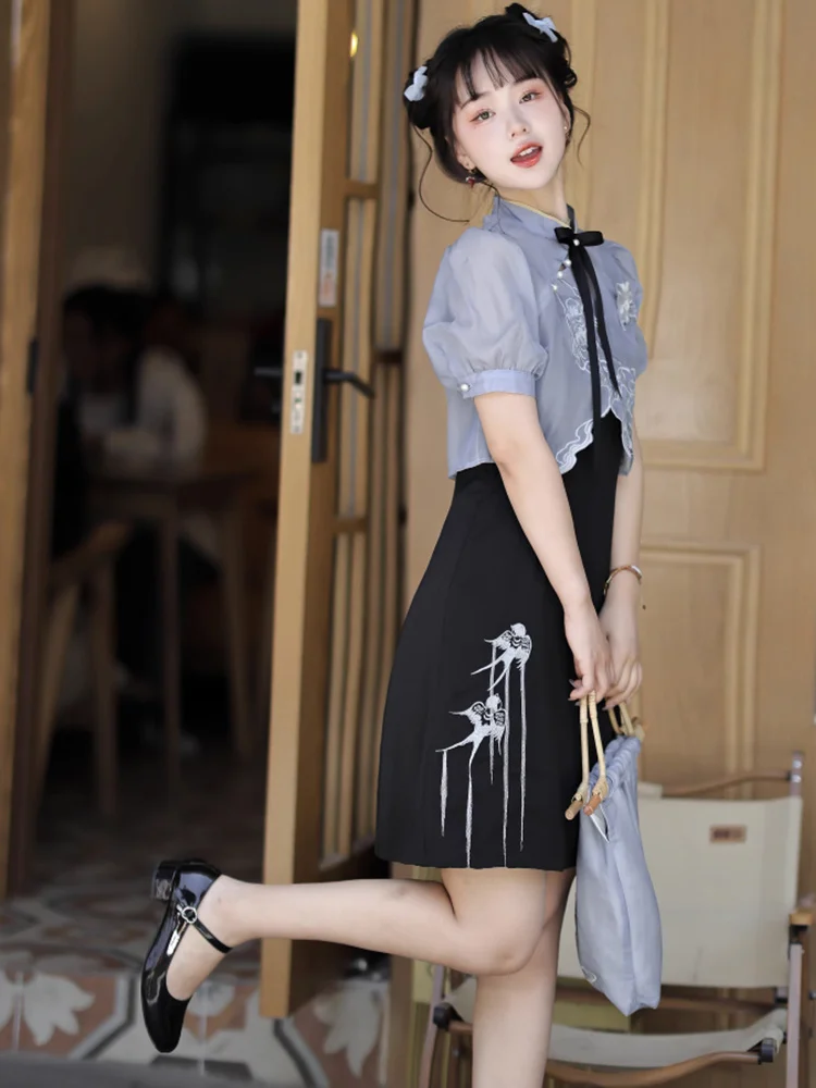 The Exclusive New Old Time Book Of Yongwudao For Girls Improved Chinese Style Set New Chinese Element Hanging Strap Skirt Set