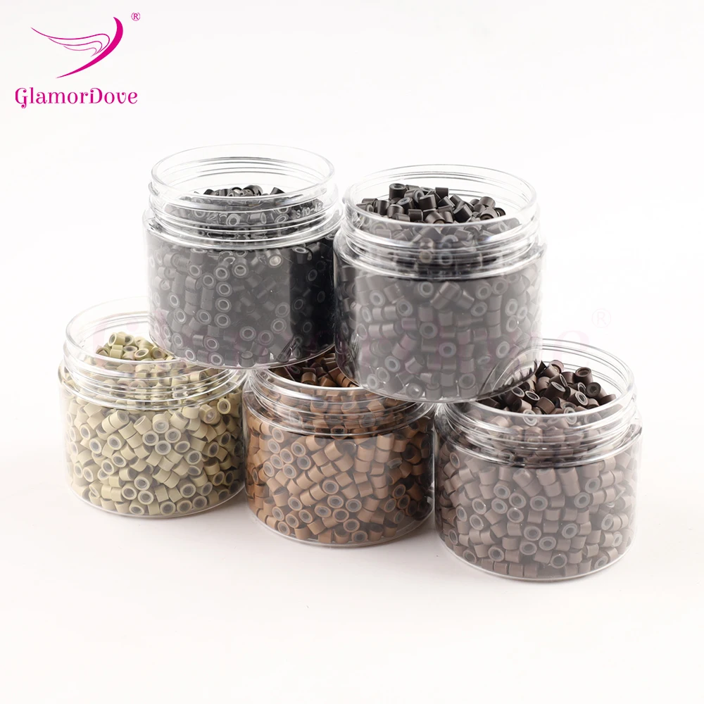 GlamorDove 1000 Stück 4 mm Mikroringe für Haarverlängerungen, Mikrolinks für Haare, mit Silikon ausgekleidete Haarverlängerungsperlen, Werkzeuge, Zubehör – Detail 10