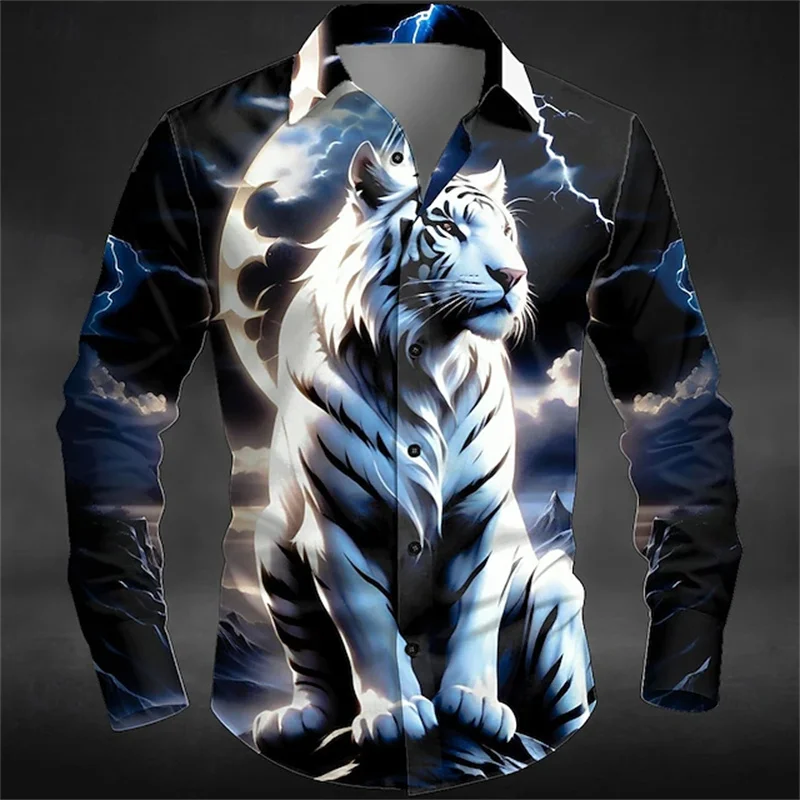 

Halloween Men's Shirt Button-Down Shirt Long Sleeve Dark Outdoor Holiday Summer Spring Lapel 3D Printed Lapel Lining