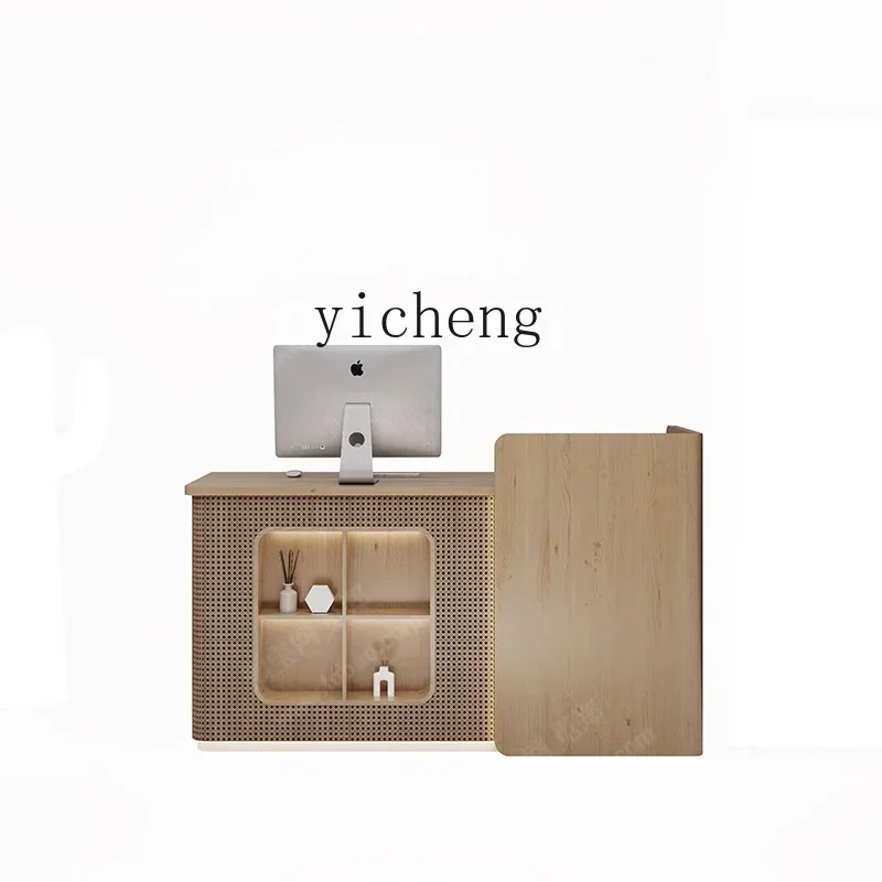 Y1  checkout page Small clothing store counter Simple women's clothing store table Rattan reception desk