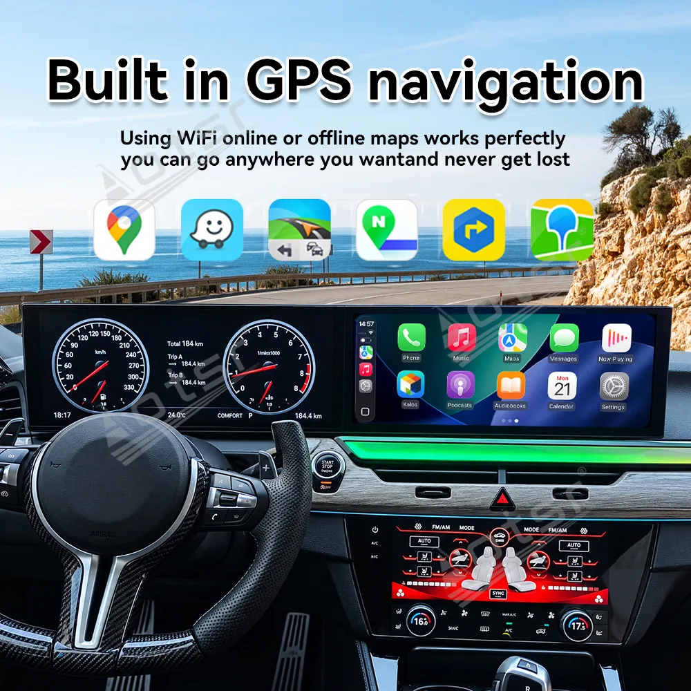 Dual 15.8” Android 14 System For BMW 5 Series M5 F10/F11/F18 2010–2017 Left-Hand Drive CARPLAY DSP In-Car GPS Multimedia Player
