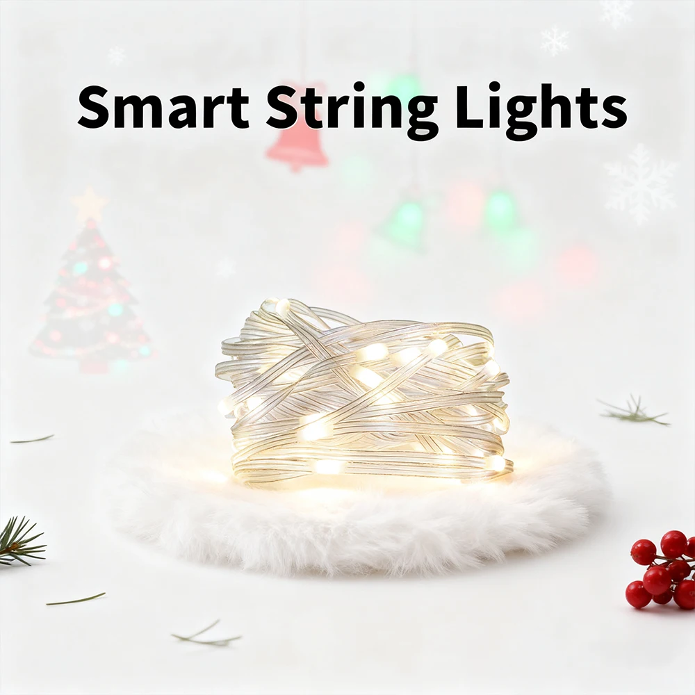 

10M Christmas LED String Lights Work With Fairy APP Music Sync & Microphone Mode DIY Colors Holiday Party Wedding Decor Pub Lamp