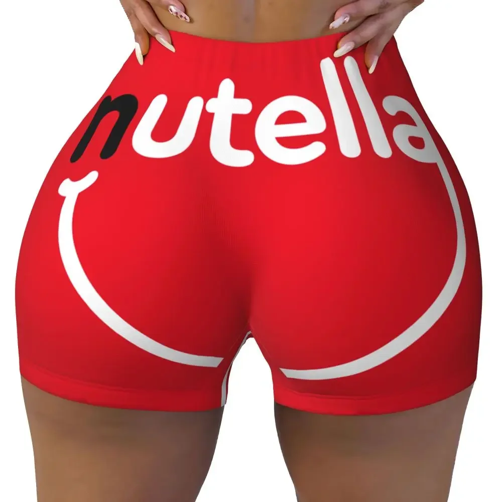 2025 NOVA Itália Nutellas Biker Running Shorts de treino feminino desenho animado atlético academia yoga shorts