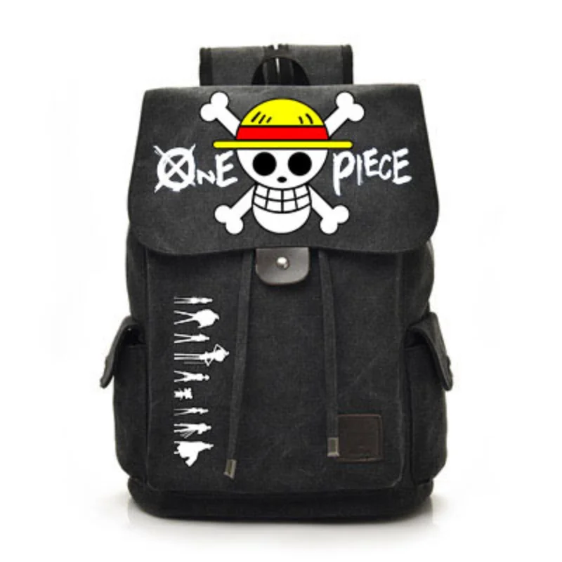 ONE PIECE Cartoon Anime Canvas Casual Student School Bag Male Retro Printing Large Capacity Campus Backpack Travel Out