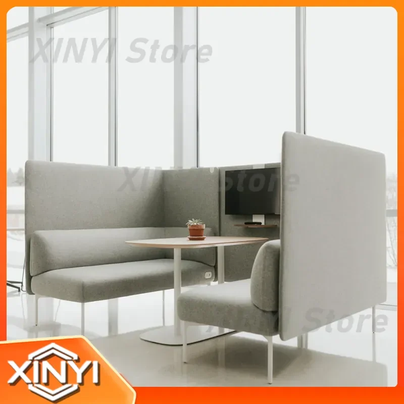 High Back Fabric Sofa for Office Lobby Waiting Area Reception Room with Bookcase for Business Meeting Negotiation Leisure Use