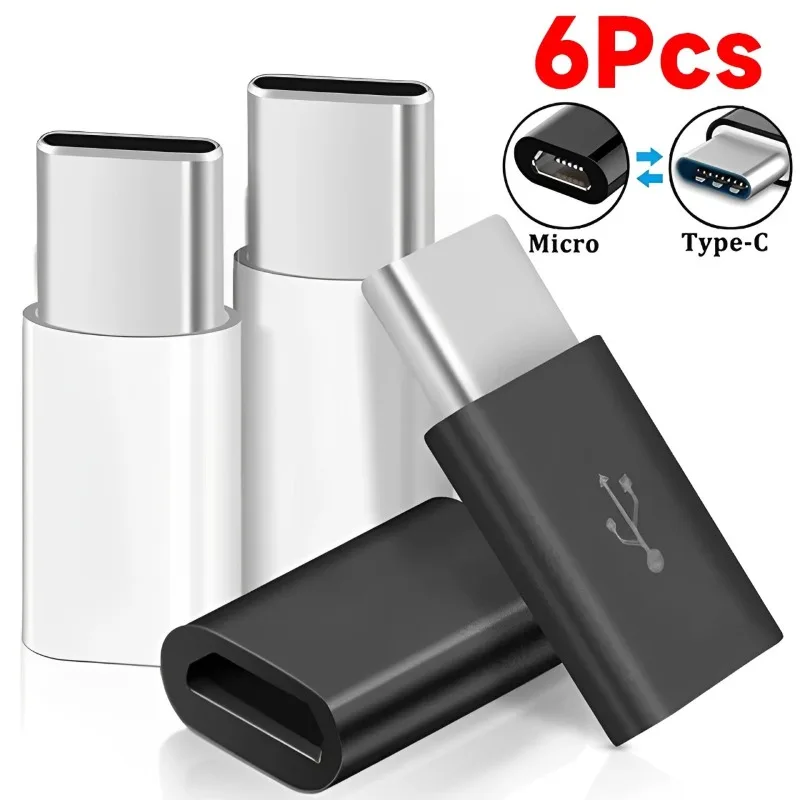 6-1Pcs Phone Adapters Micro USB Female To Type C Male Data Line Converters for Samsung Xiaomi Huawei Charging Cable Adapters