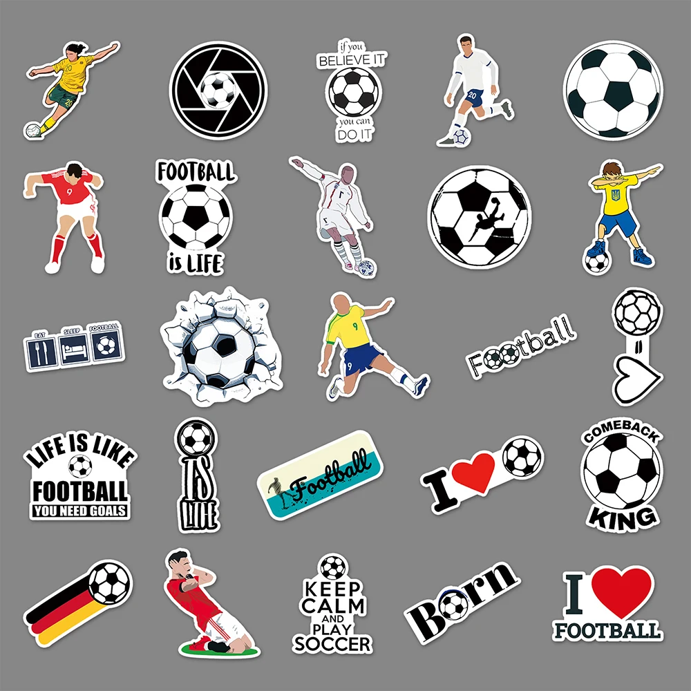 Autocollants de sport de football pour bricolage, scrapbooking cool, téléphone, ordinateur portable, voyage, bagages, voiture, casque, vélo, jouets, 10 pièces, 30 pièces, 50 pièces