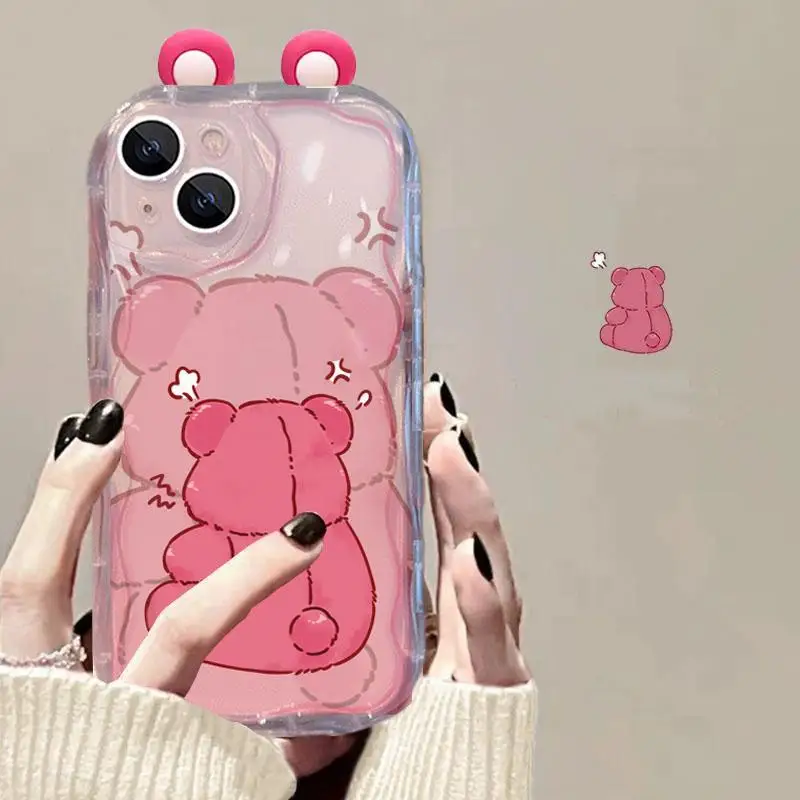 3D Ears Winnie Lotso Case For Samsung Galaxy A16 A06 A05 A05S A04 A03 A55 A54 A53 A15 A14 A13 A12 A25 A24 A23 A22 A35 A34 A33