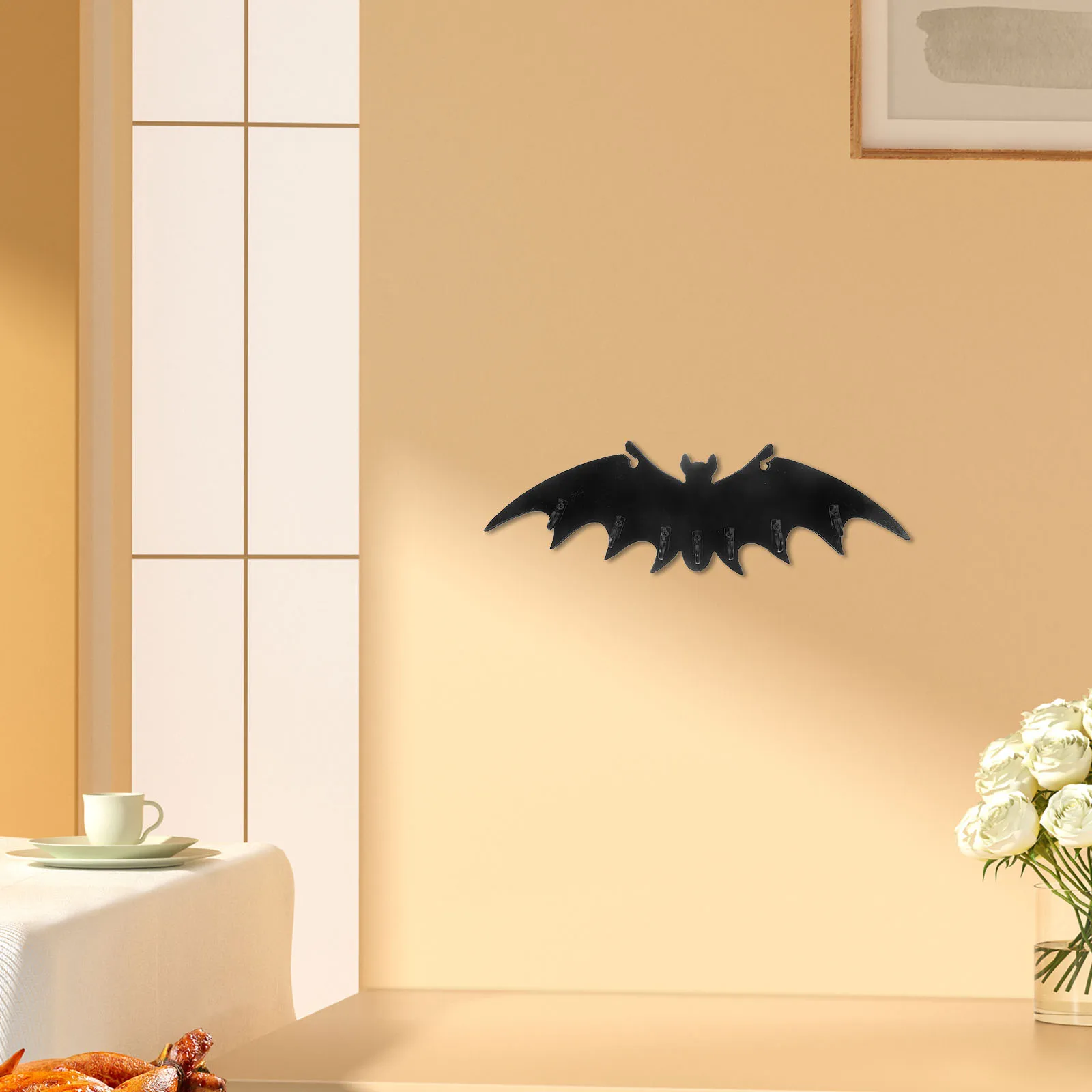 

Bat Hook Decoration Accessories Halloween Zinc Alloy Wall Mount Hooks Coat Rack Towel Rack Key Holder Black Color