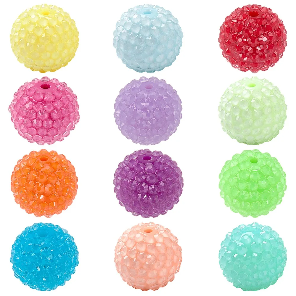 24 Piezas de Cuentas Redondas de Resina con Forma de Bola de Chicle, 12 Colores, 20x18mm, Orificio: 2.5~3mm, 24 Piezas/Juego