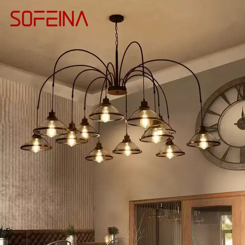 SOFEINA Industrial Wind Pendent Lamp American Retro Living Room Restaurant Loft Clothing Store Cafe Bar Box Homestay Chandelier