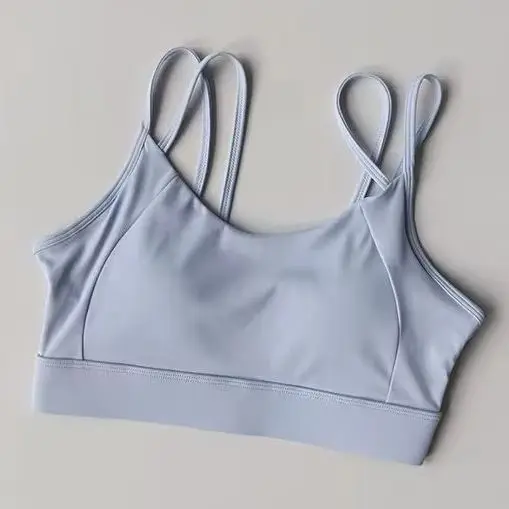 Women Sports Bra Crisscross Back Shockproof Support Padded Running Vest Summer High Intensity Quick Dry Yoga Fitness Workout Top
