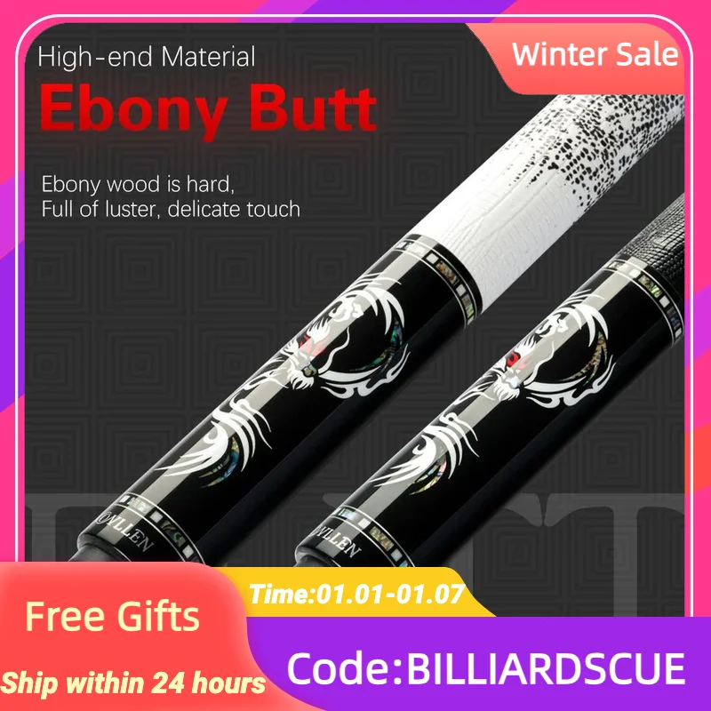 KONLLEN Billiards Pool Cue Stick Carbon Fiber Real Inlay Billiard Cue  Leather Grip Kit Carbon Energy Technology  with Extension