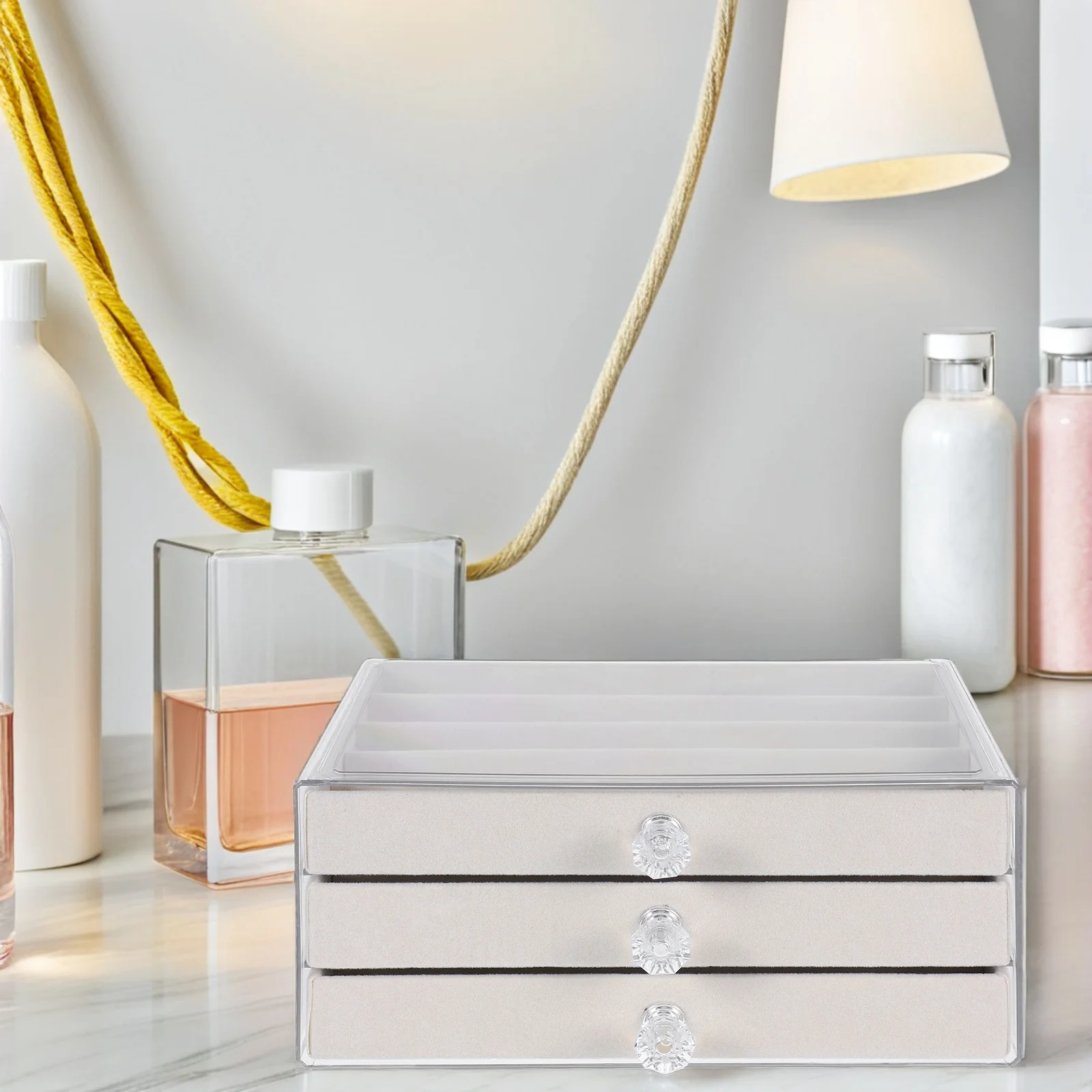 

Jewelry Organizer Dustproof Drawer Style for Necklaces Bracelets Pearls Beads Storage Box Decorative Tray Jewelry Case