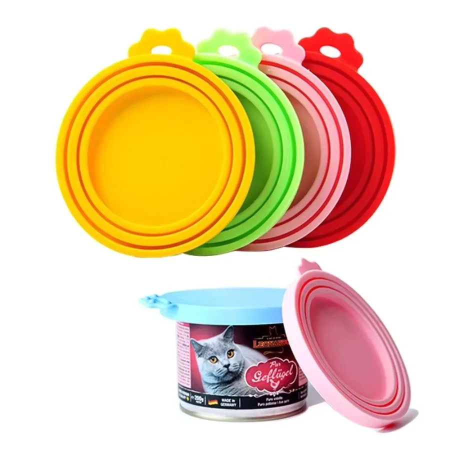 Reusable 3 in 1 Pet Food Can Silicone Cover Dogs Cats Storage Tin Cap Lid Seal Cover Pet Supplies Suitable for 8.5cm/7.5cm/6.5cm