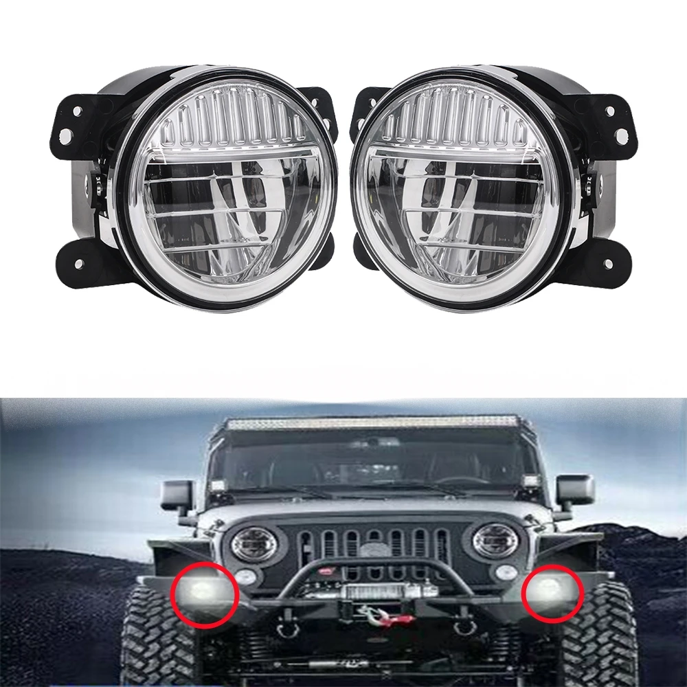 

1Pair 4 Inch LED Fog Light 40W 4000LM 6500K Off-Road Lamp DOT Approved for Jeep Wrangler JK JKU 2007-2017 J343 LantSun