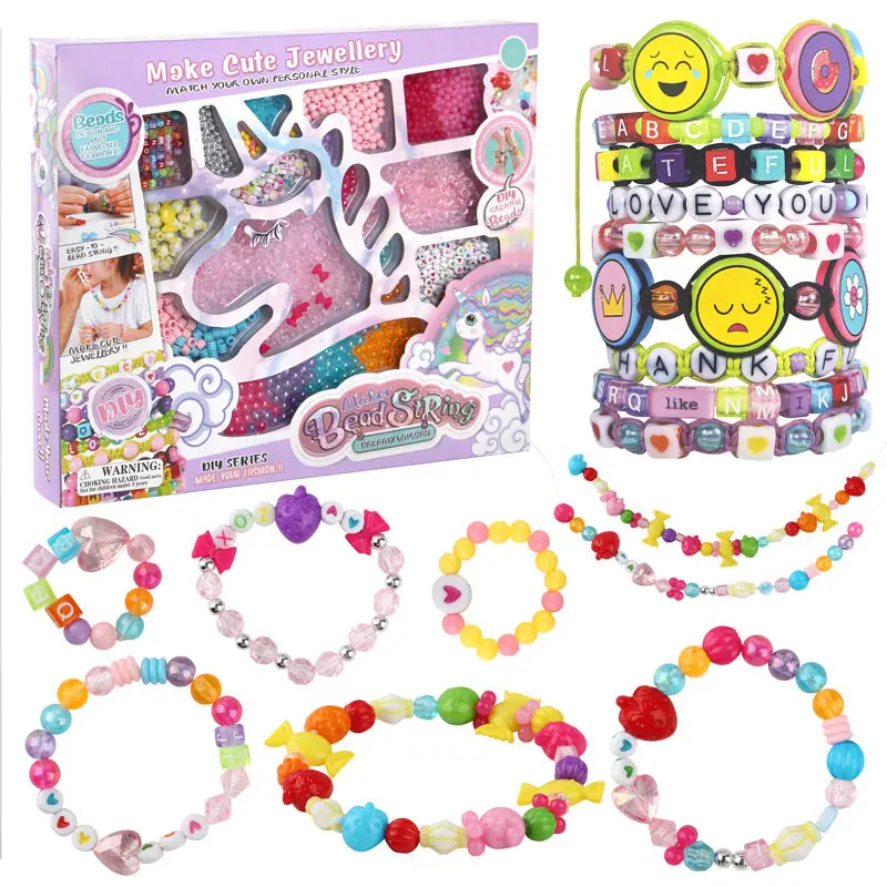 Children's jewelry design handmade DIY beaded bracelet necklace toy girl wearing beads amblyopia training gift