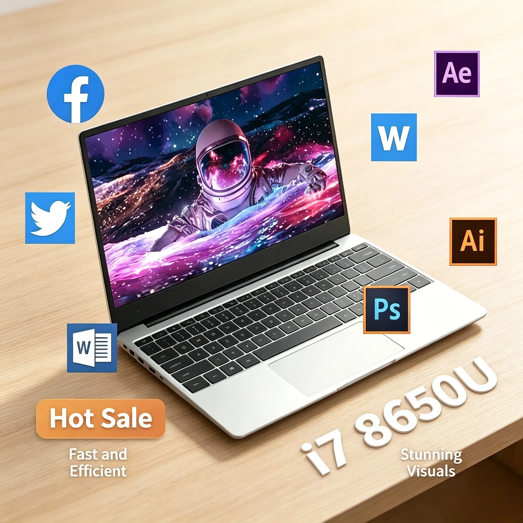 

14.1 Inch Gaming Laptop Ultra Slim 32GB 2TB SSD Windows 11 Intel Core i7 8650U PC Gamer Office Notebook 1920x1080 HD Plus