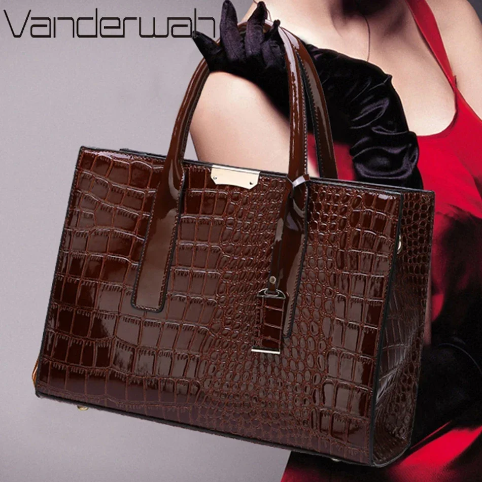 Patent Leather Women Messenger Bags Crocodile Female Crossbody Shoulder Hand Bags for Women 2024 High Quality Ladies Handbags