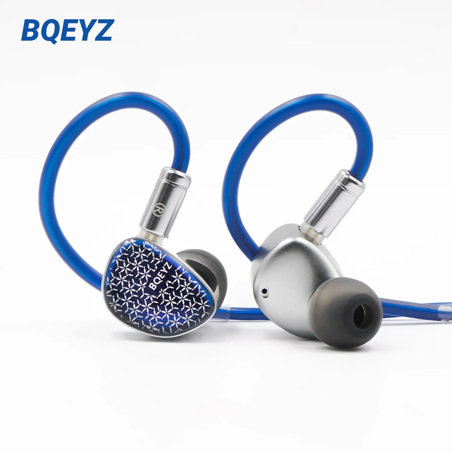 Bqeyz Weather Series Frost Hifi Wired Earphone Micro Planar Driver Dynamic Driver Iem Silver-plated Cable Glass Faceplate Blue