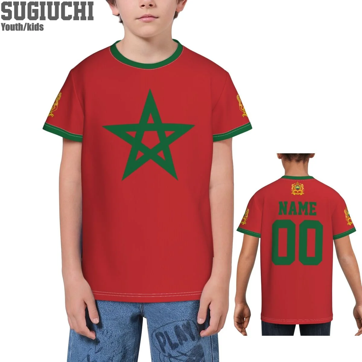 Custom Name Number Morocco Flag Emblem 3D T-shirts For Kids Youth Boy/Girl Tees jersey Soccer Football Fans Gift T shirt