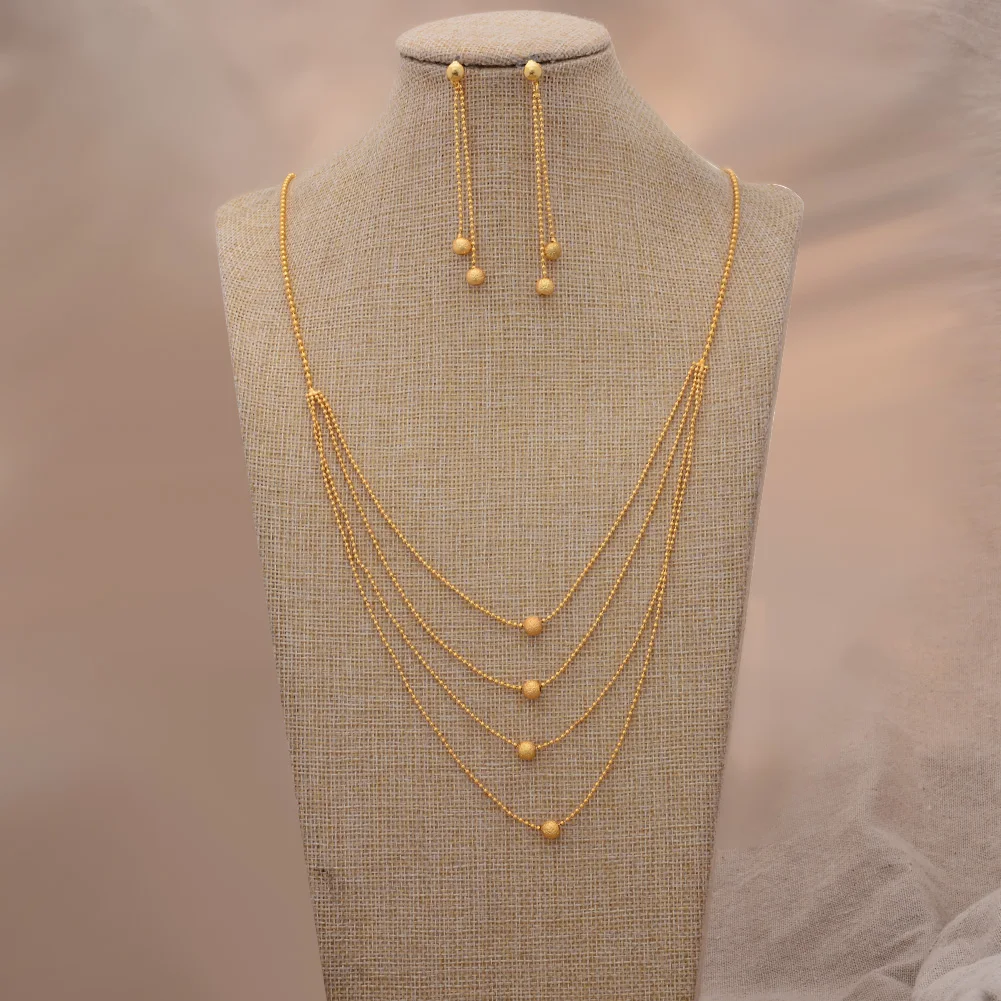 Dubai Ball Gold Color Jewelry Sets For Women/Girls Beads Necklace Earrings Ethioipian African Indian Wedding  Jewelry set