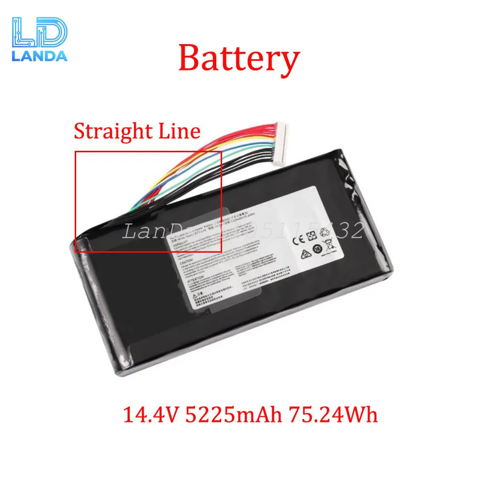 Laptop Battery For MSI WT75 8SM 8SL 8SK 9SX 9SL 9SK 9SM 14.4V 5225mAh 75.24Wh Black New Straight Line