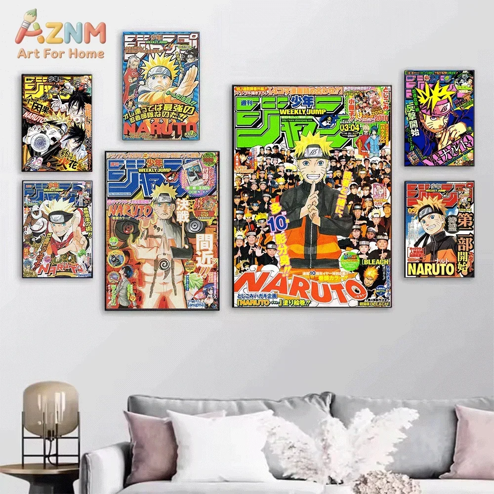 AZNM Naruto Uzumaki Sage Mode Weekly Shonen Jump Magazine Cover Canvas Wall Art Single Frameless Anime Print Poster For Teen B