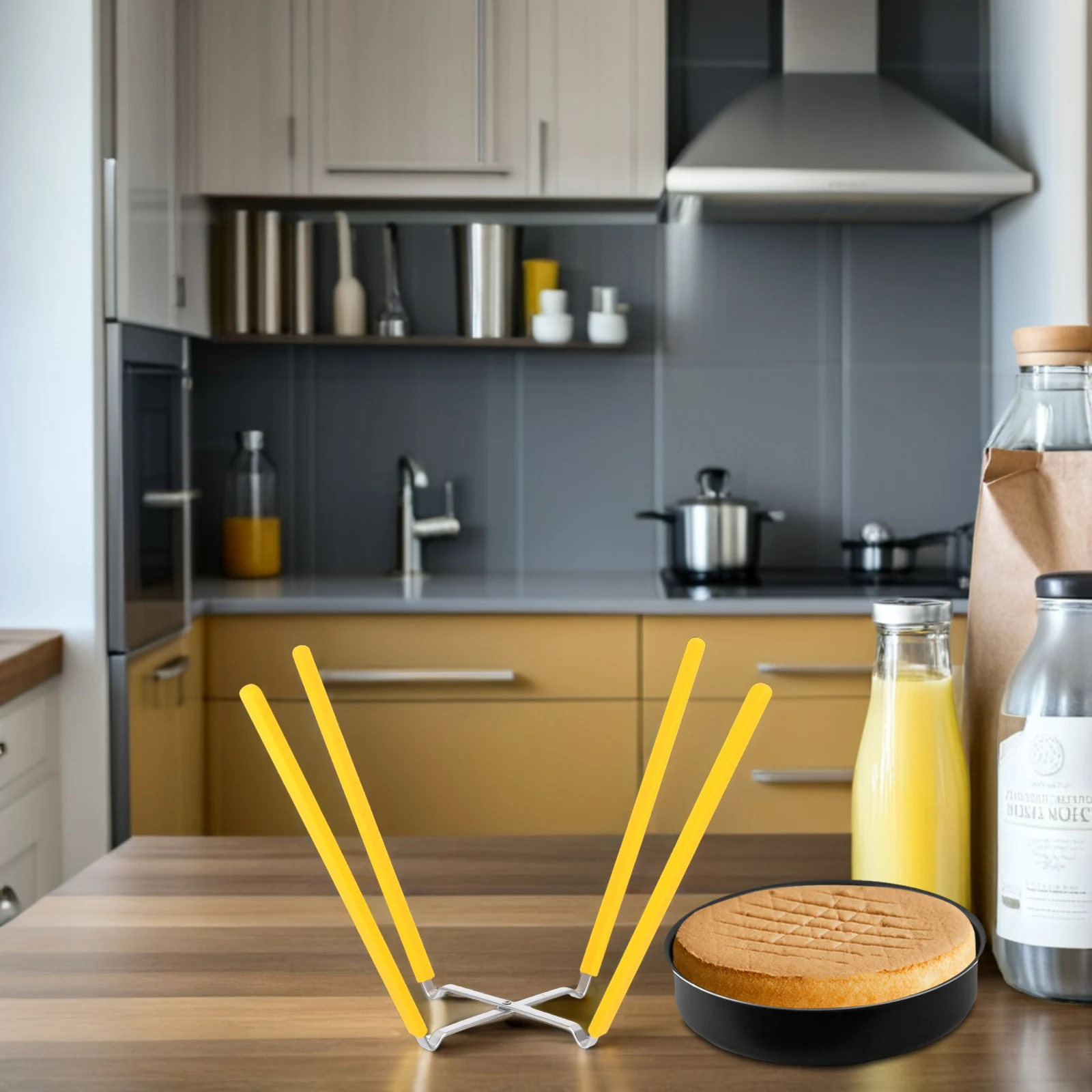 

Collapsible Chiffon Cake Cooling Rack Stand Four Claws Stainless Steel Foldable Baking Stand Inverted Cake Holder Yellow