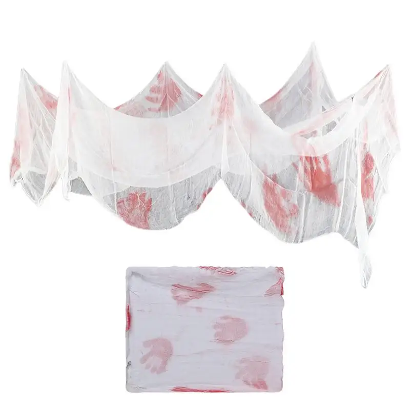 Bloody Creepy Cloth Spooky Halloween Bloodstained Gauze Large Indoor Outdoor Background Cloth For Haunted House Holiday Decor