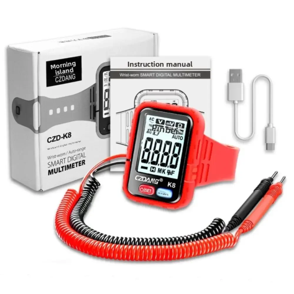 Portable Digital Wristband Multimeter Digital Display Rechargeable Resistance Tester Wristband Design Resistance Testing