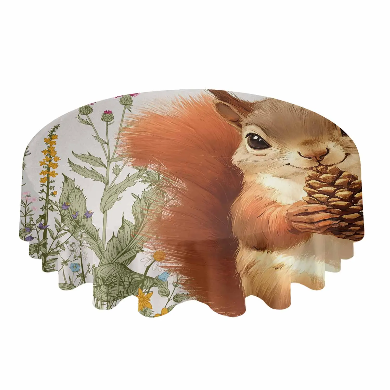 Autumn Herbs Squirrel Waterproof Tablecloth Wedding Holiday Table Cloth Dining Table Cover Tea Table Cloth