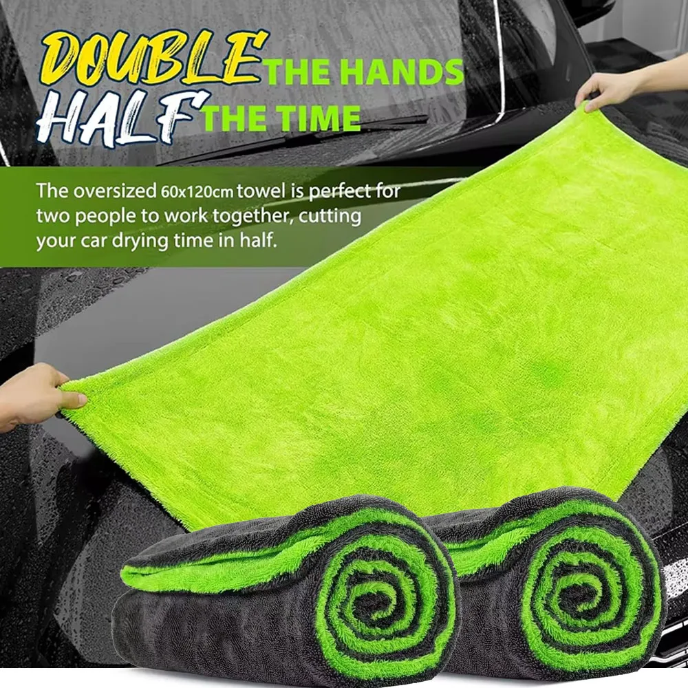 Ultra Thick Microfiber Car Wash Towel Soft Lint-Free High Water Absorbent Scratch-Proof Cleaning Cloth for Vehicle Drying Polish