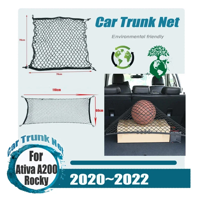 Car Trunk Net For Daihatsu Rocky Toyota Raize Perodua Ativa A200 2020~2022 Back Rear Trunk Elastic String Luggage Mesh Acessorie