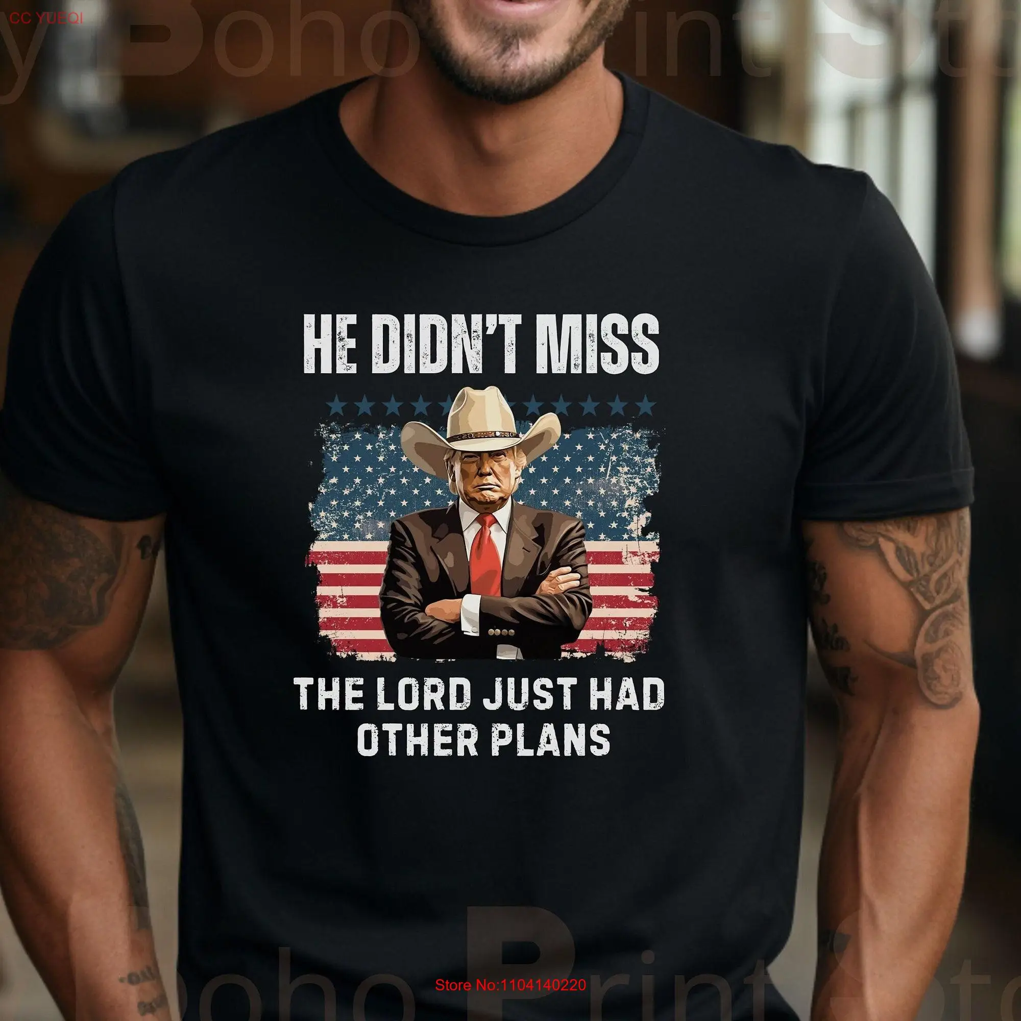 He Didn't Miss The Lord Just Had Other Plans Trump Cowboy Christian T Shirt Country Faith God Election Rally Divine