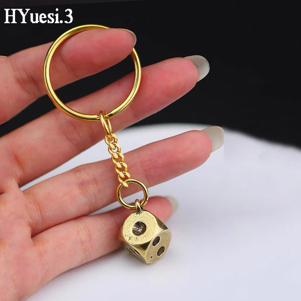 Lucky Dice Pendant Keychain Men Metal Car Key Ring Handbag Purse Ornaments Jewelry Gifts