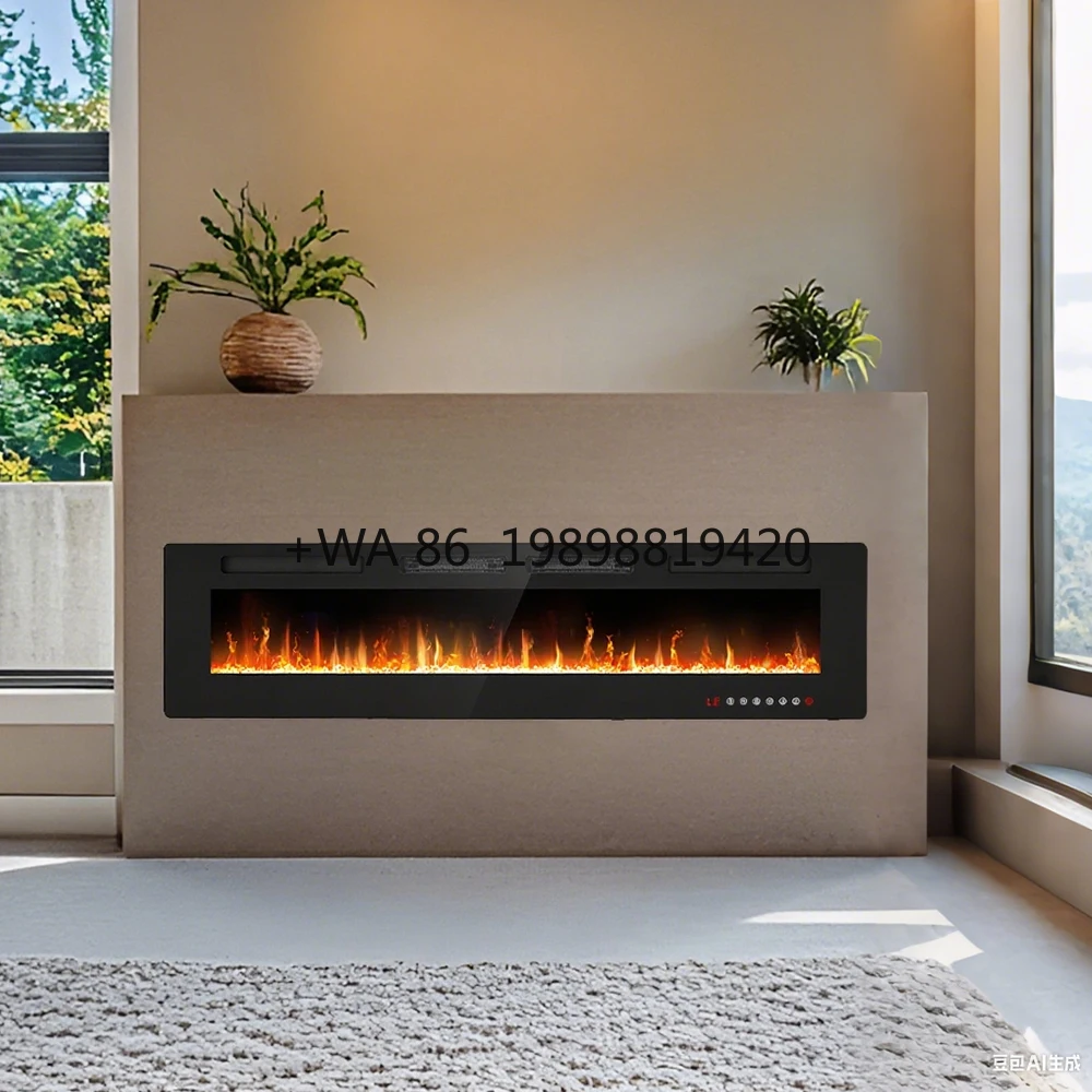 Wall-mounted and Recessed Electric Fireplace Multi Flame and Log Bed Colors with Smart APP Control